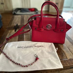 Michael Kors Carmen Belted Saffiano Leather Satchel crossbody purse
